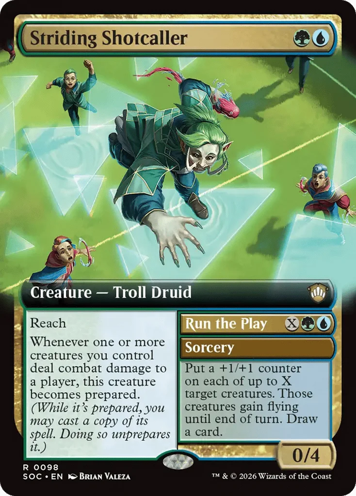 Striding Shotcaller // Run the Play · Secrets of Strixhaven Commander
