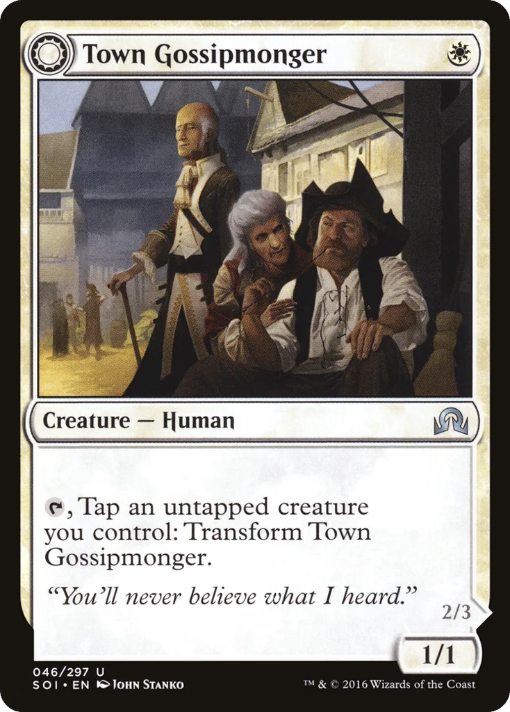 Town Gossipmonger // Incited Rabble · Shadows over Innistrad
