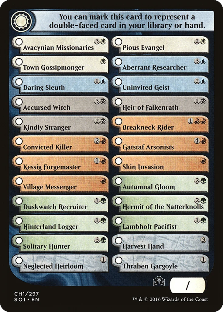 Shadows Over Innistrad Checklist 1 · Shadows over Innistrad