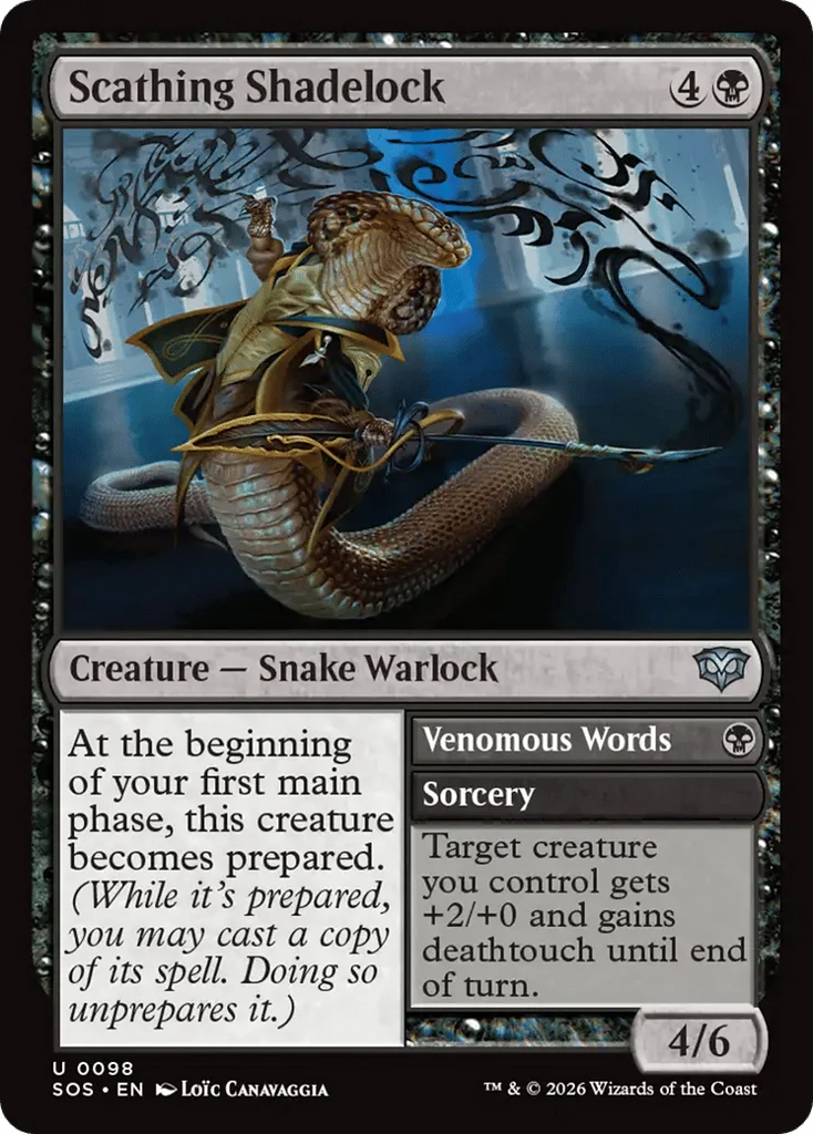 Scathing Shadelock // Venomous Words · Secrets of Strixhaven