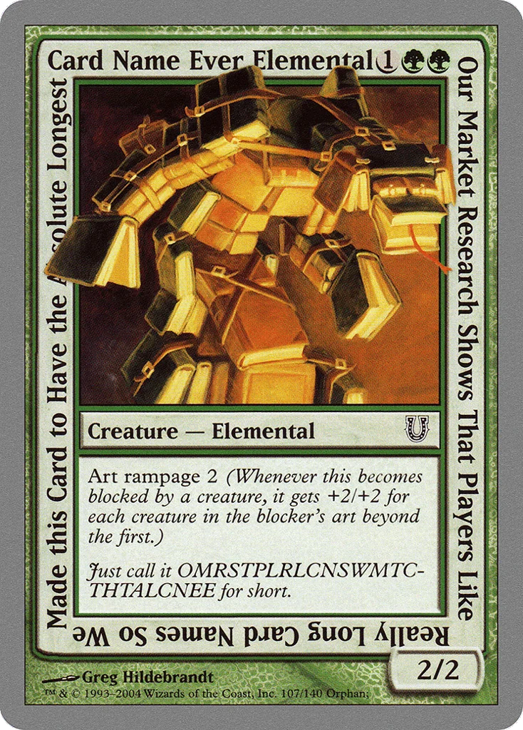 Our Market Research Shows That Players Like Really Long Card Names So We Made this Card to Have the Absolute Longest Card Name Ever Elemental · Unhinged