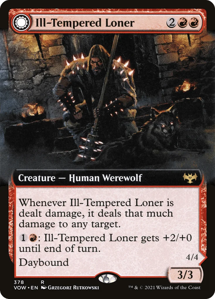 Ill-Tempered Loner // Howlpack Avenger · Innistrad: Crimson Vow