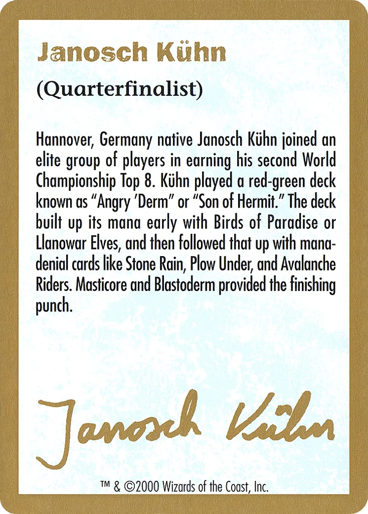 Janosch Kühn Bio (2000) · World Championship Decks 2000