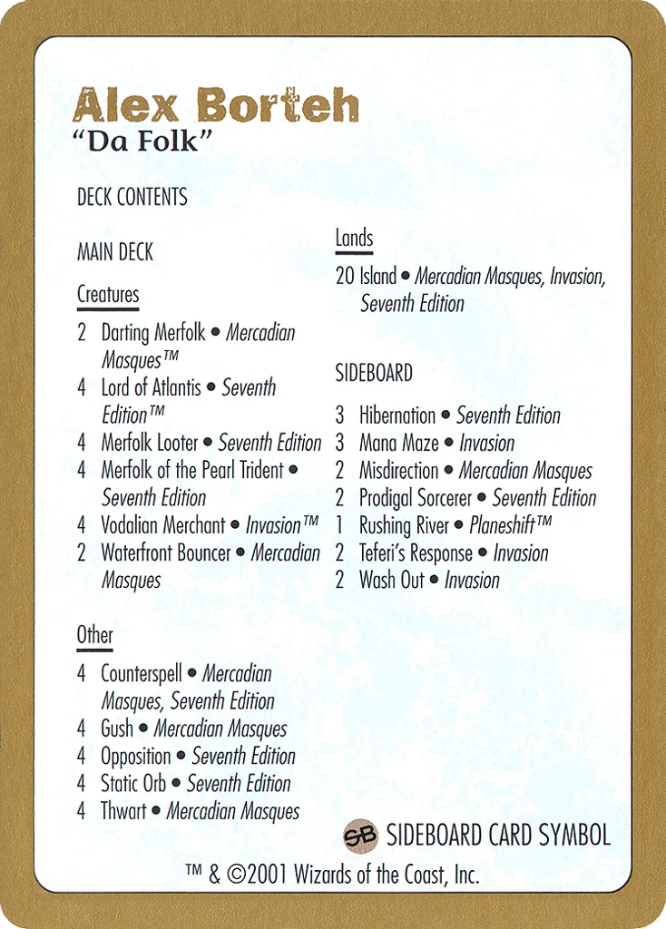 Alex Borteh Decklist · World Championship Decks 2001