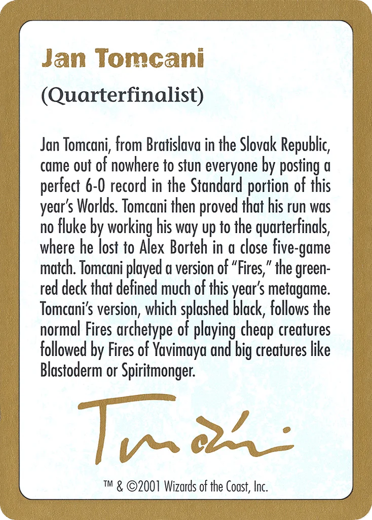 Jan Tomcani Bio · World Championship Decks 2001