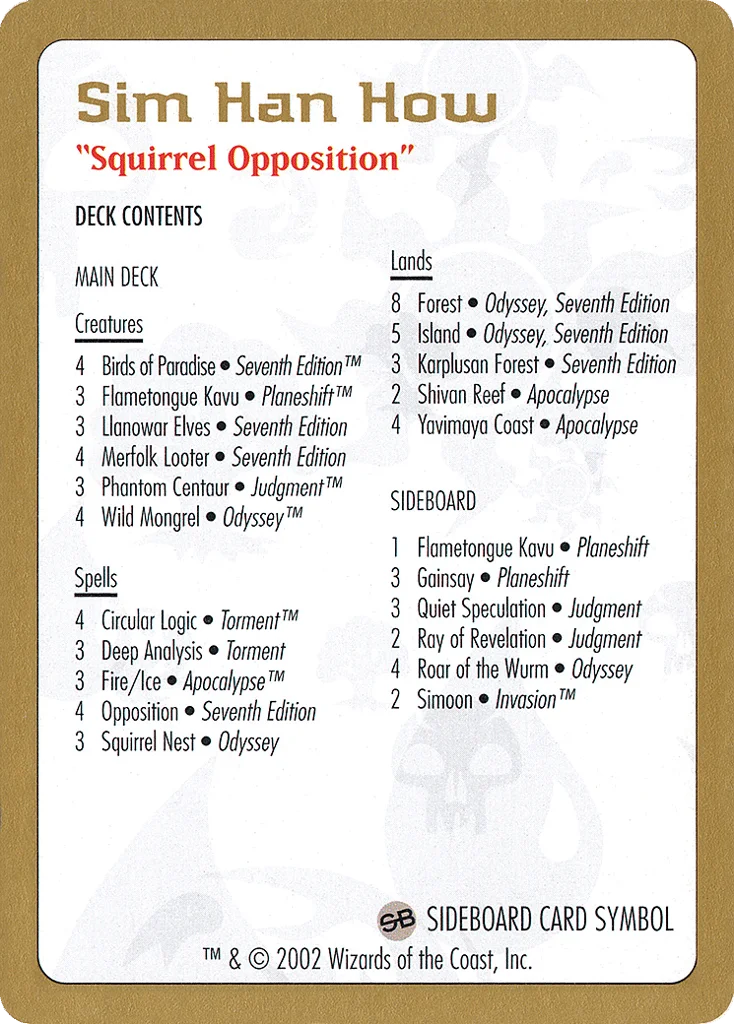 Sim Han How Decklist · World Championship Decks 2002