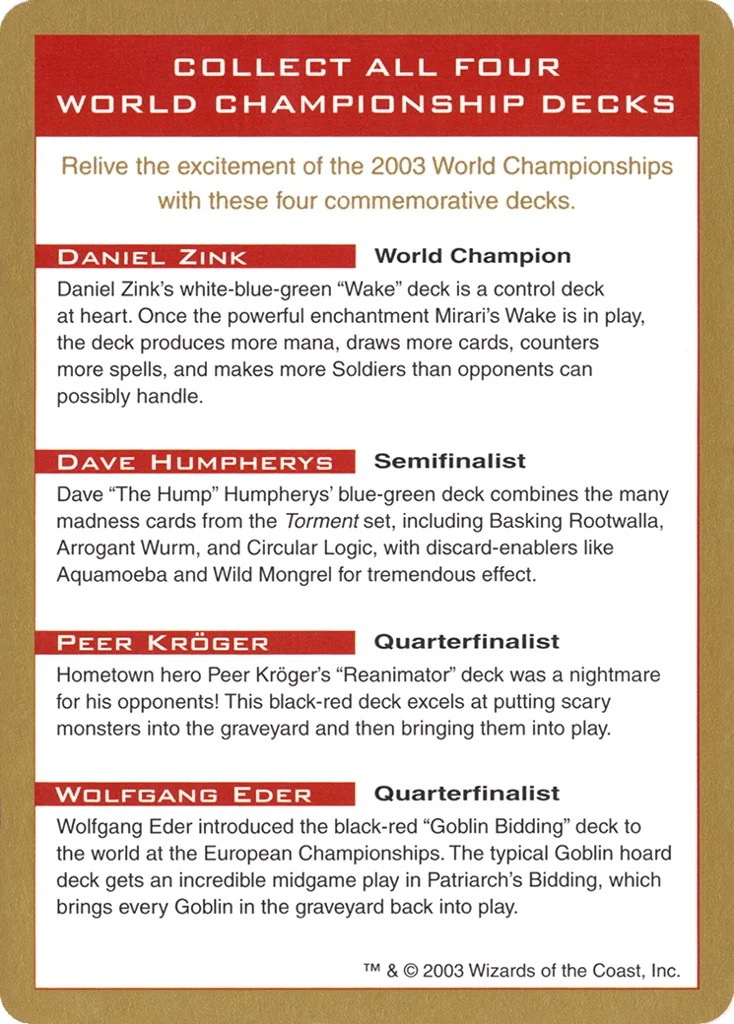 2003 World Championships Ad · World Championship Decks 2003