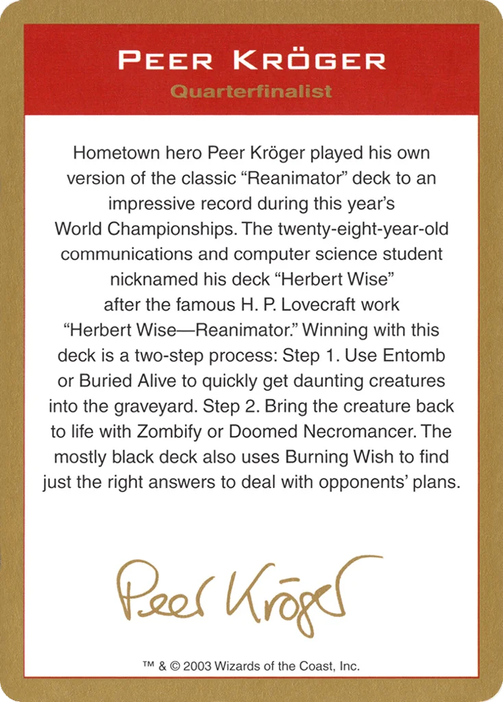 Peer Kröger Bio · World Championship Decks 2003