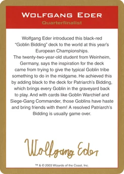 Wolfgang Eder Bio