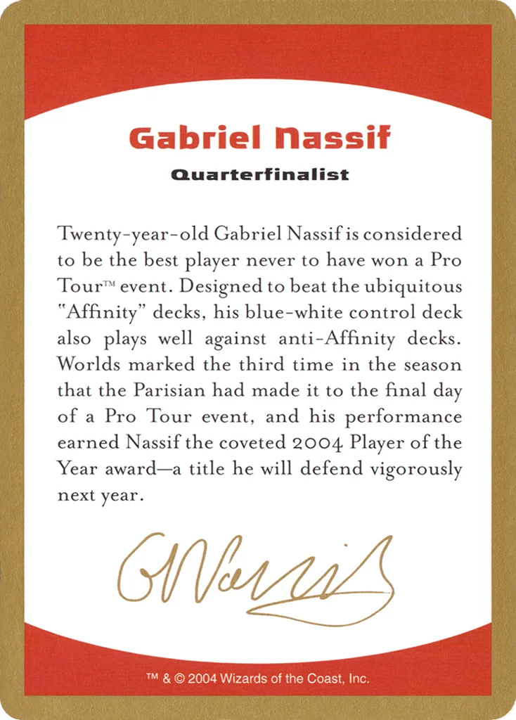 Gabriel Nassif Bio · World Championship Decks 2004