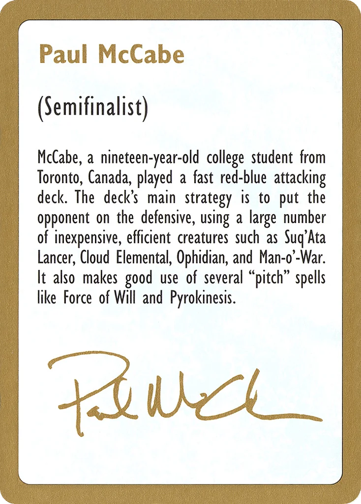 Paul McCabe Bio · World Championship Decks 1997