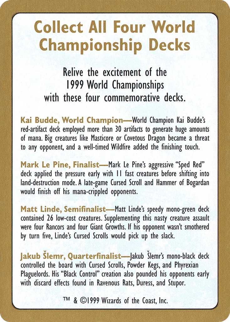 1999 World Championships Ad · World Championship Decks 1999