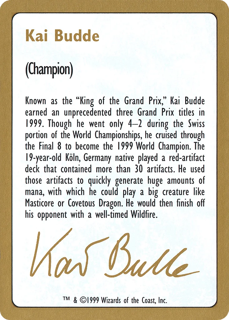 Kai Budde Bio · World Championship Decks 1999