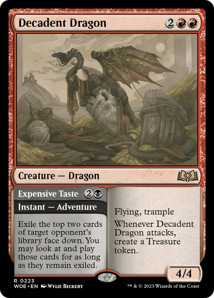 Decadent Dragon // Expensive Taste · Wilds of Eldraine