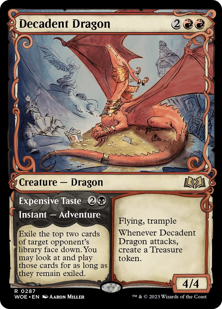 Decadent Dragon // Expensive Taste · Wilds of Eldraine