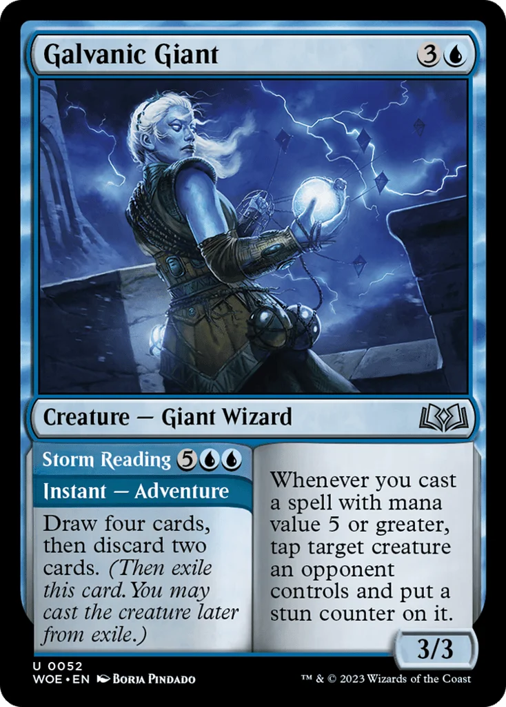 Galvanic Giant // Storm Reading · Wilds of Eldraine