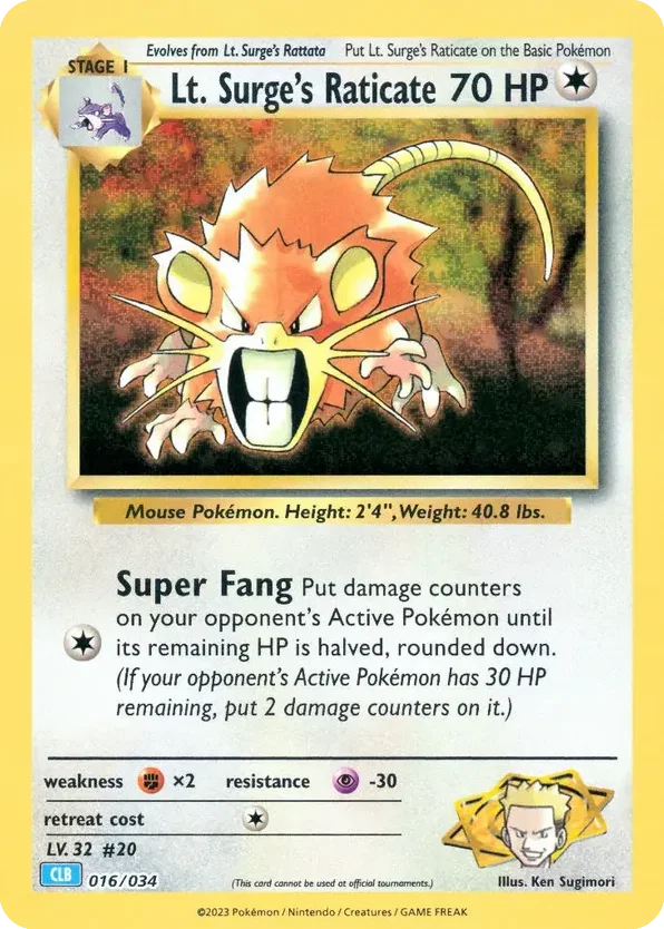 Lt. Surge's Raticate · Pokémon TCG Classic - Blastoise