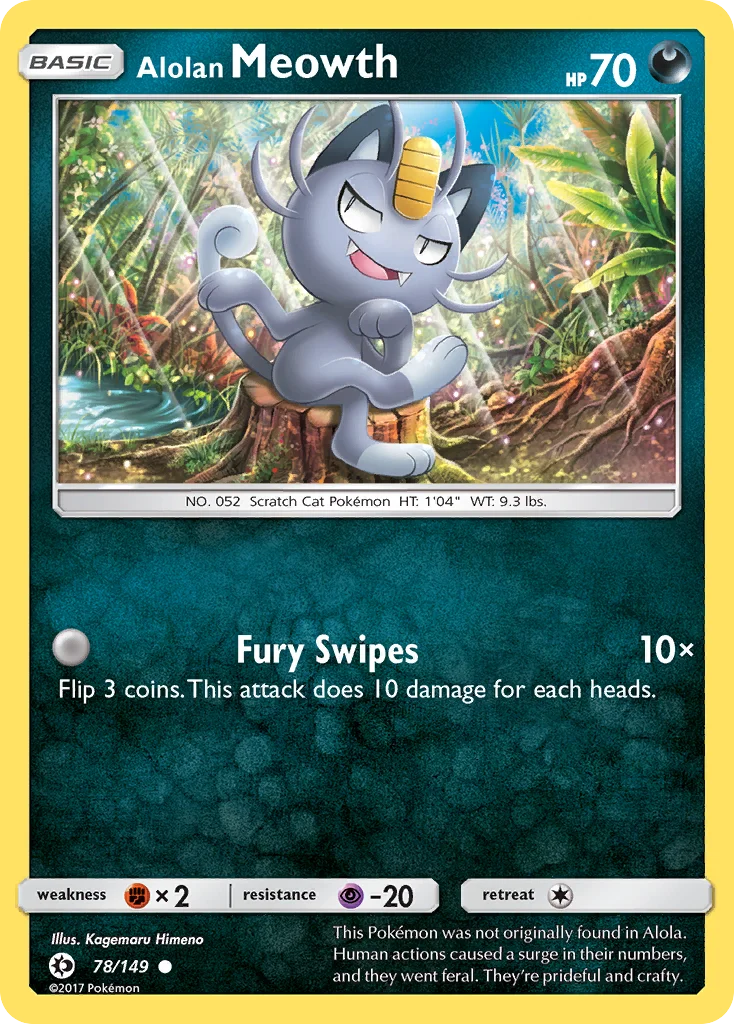 Meowth de Alola · Sol e Lua