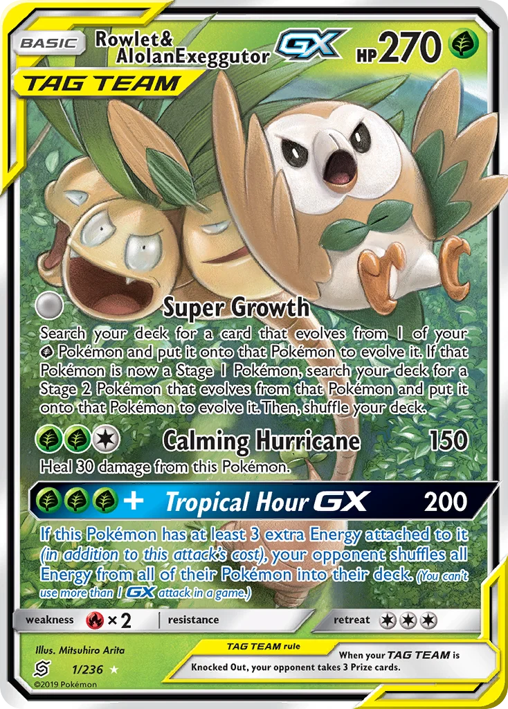 Rowlet e Exeggutor de Alola GX · Sintonia Mental