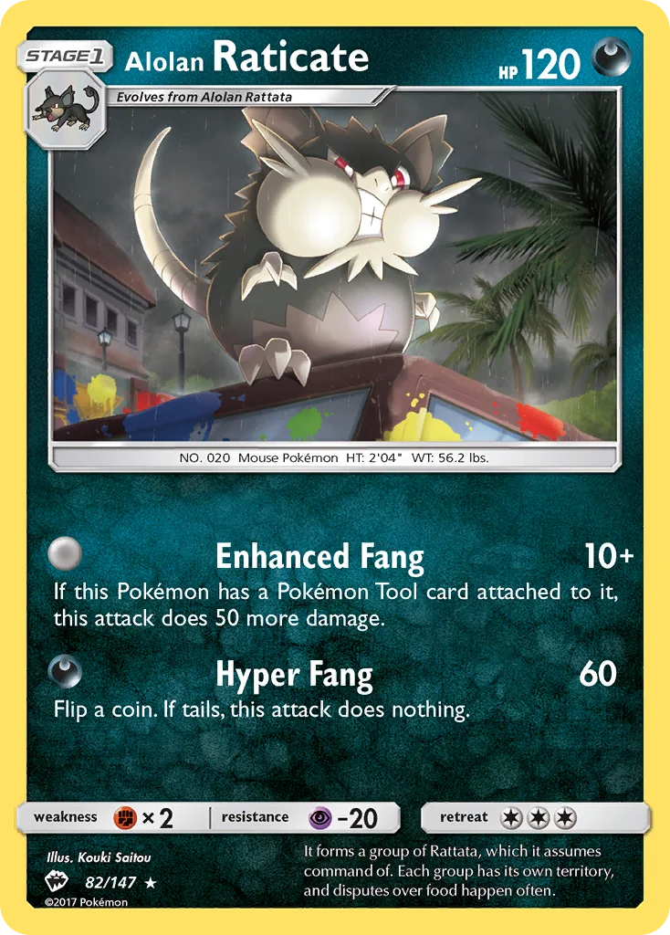 Raticate de Alola · Sombras Ardentes